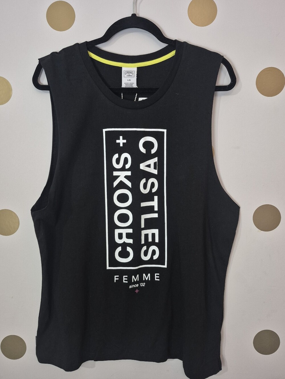 Crooks & Castles Femme Tank Top Size L Black Sleeveless NWT Deadstock 2012